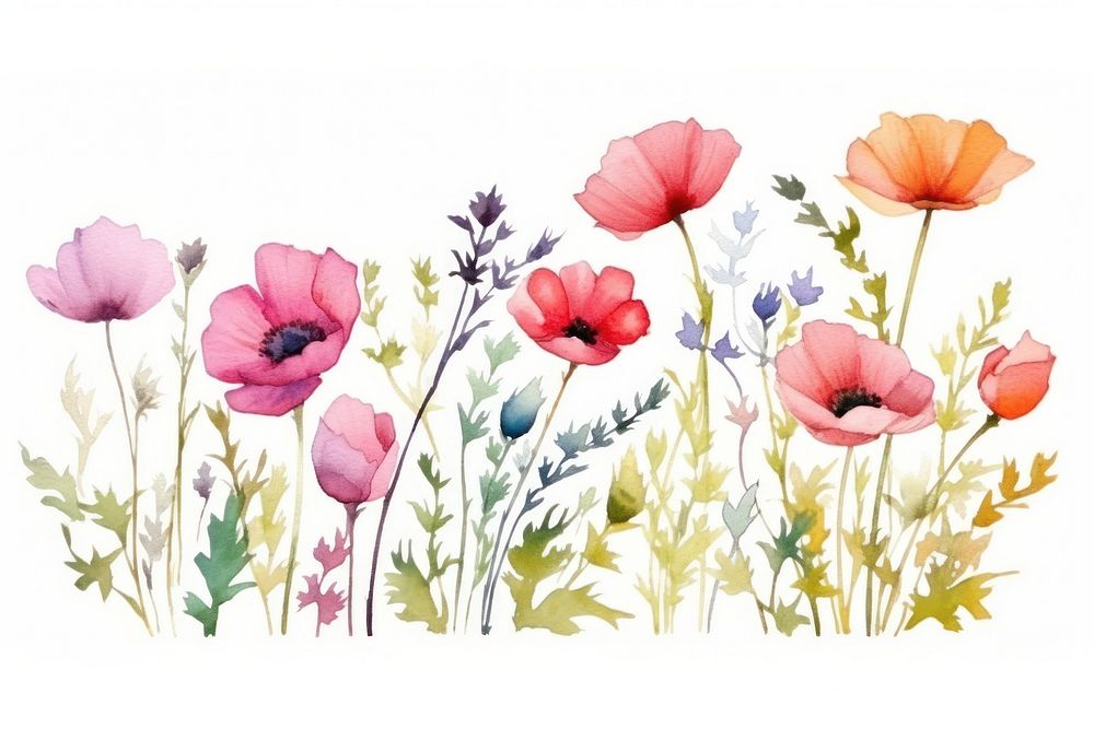 Flower drawing sketch poppy. AI generated Image by rawpixel.