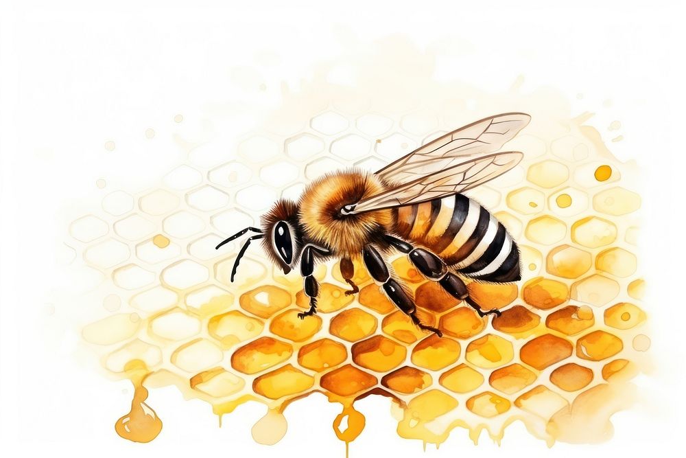 Bee honeycomb animal insect. AI generated Image by rawpixel.