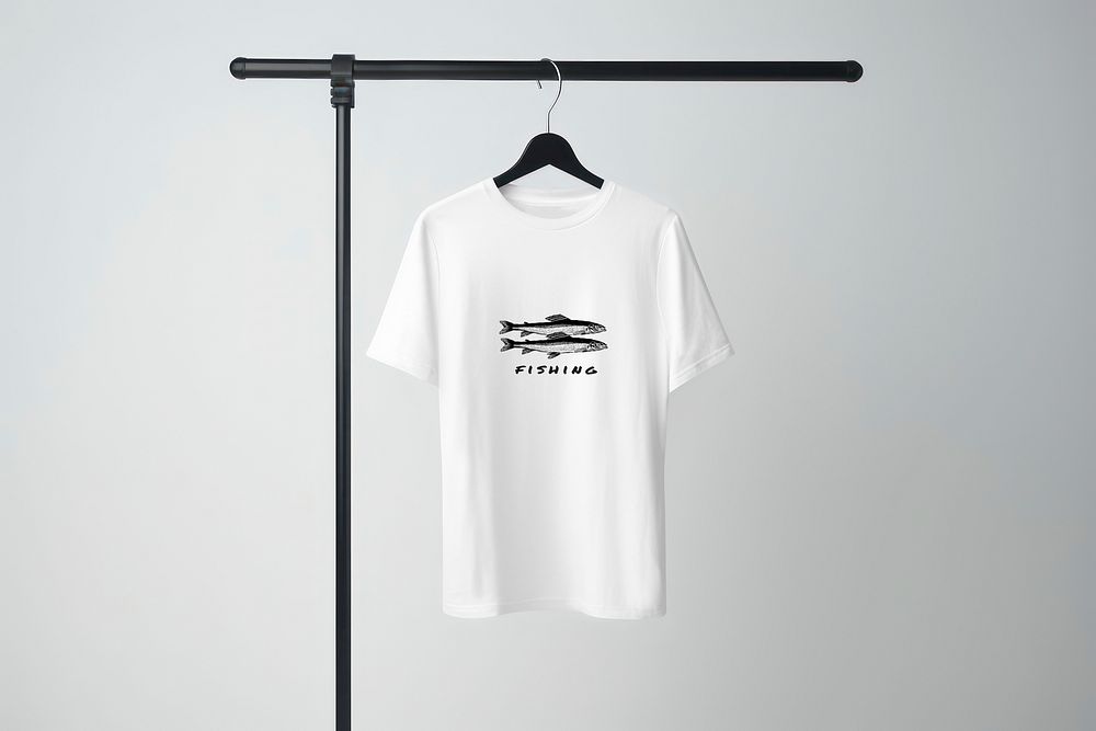 Hanged t-shirt mockup, fashion psd