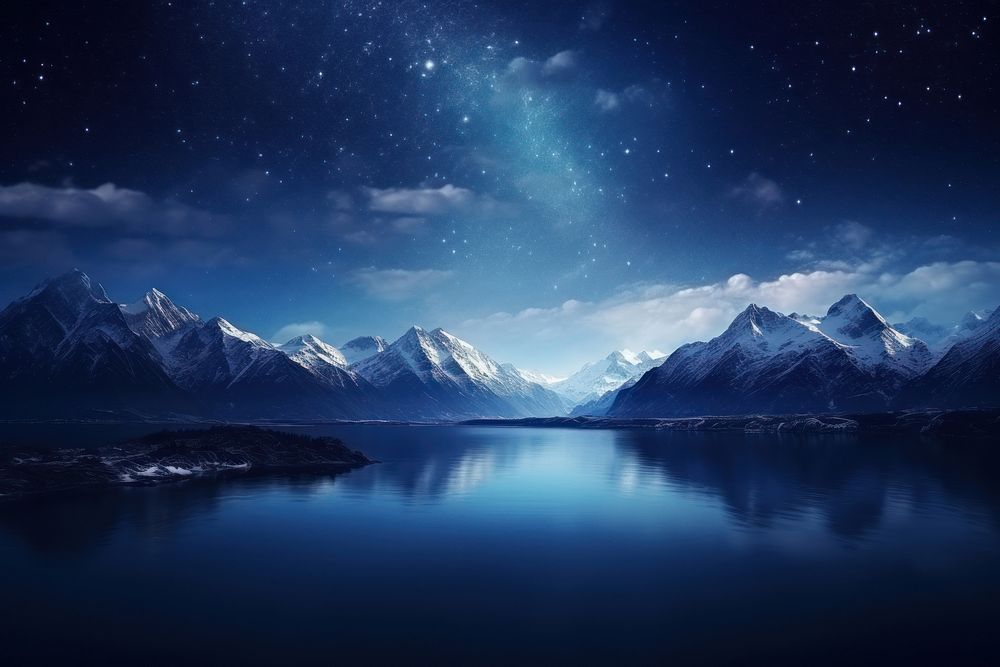 Mountain night sky landscape. AI generated Image by rawpixel.