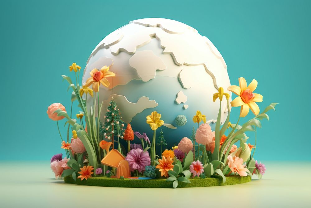 Sphere flower plant art. AI generated Image by rawpixel.