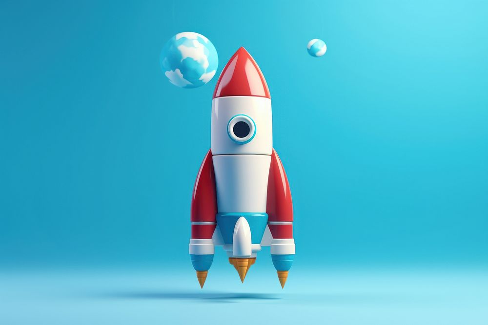 Rocket vehicle blue transportation. AI generated Image by rawpixel.