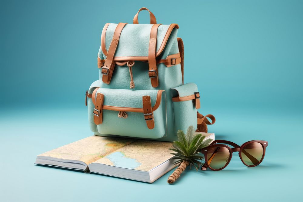 Backpack handbag glasses travel. AI generated Image by rawpixel.