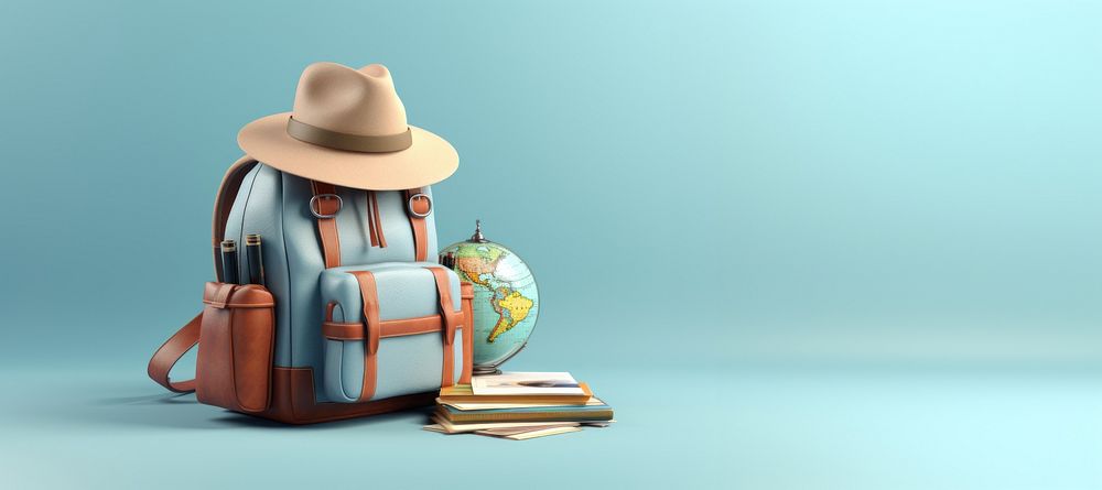 Backpack travel blue bag. AI generated Image by rawpixel.