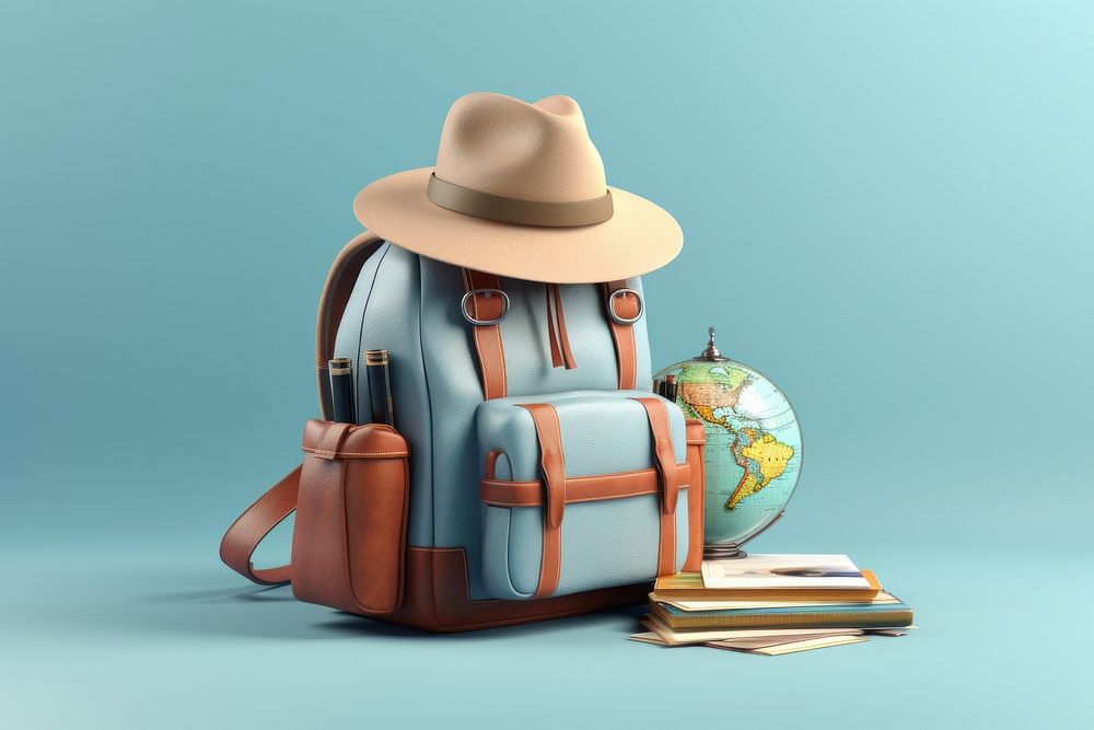 Backpack travel blue bag. AI generated Image by rawpixel.