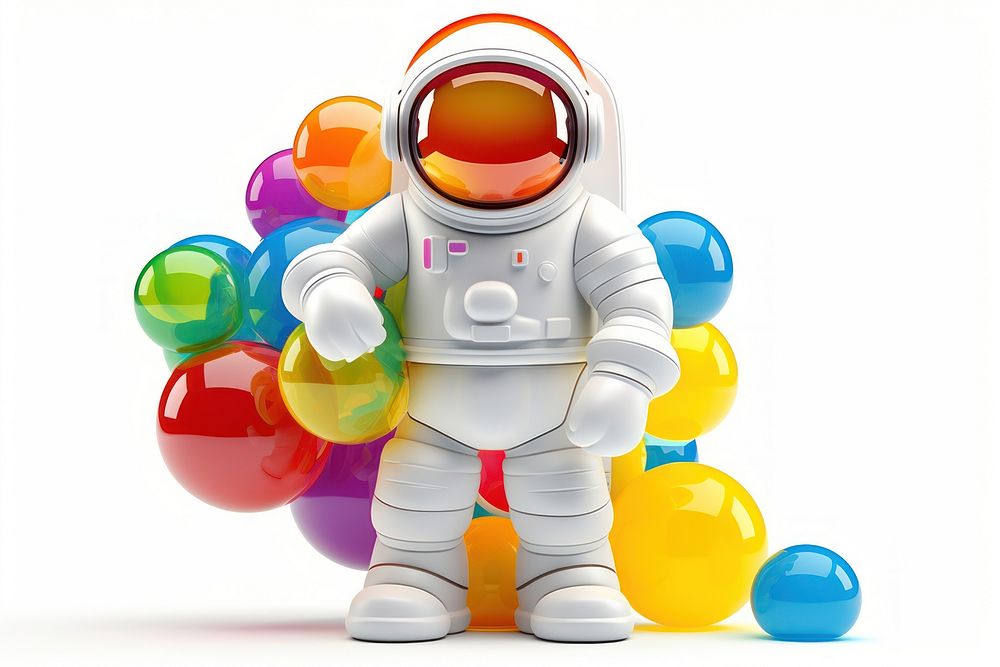 Astronaut balloon cartoon white background. AI generated Image by rawpixel.