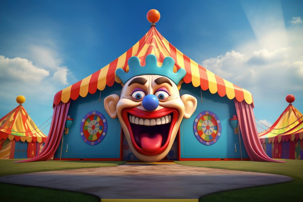 Cartoon clown representation architecture. 