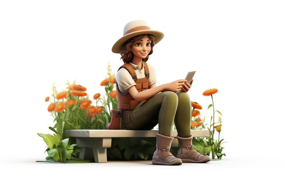 Sitting flower blossom female. AI generated Image by rawpixel.