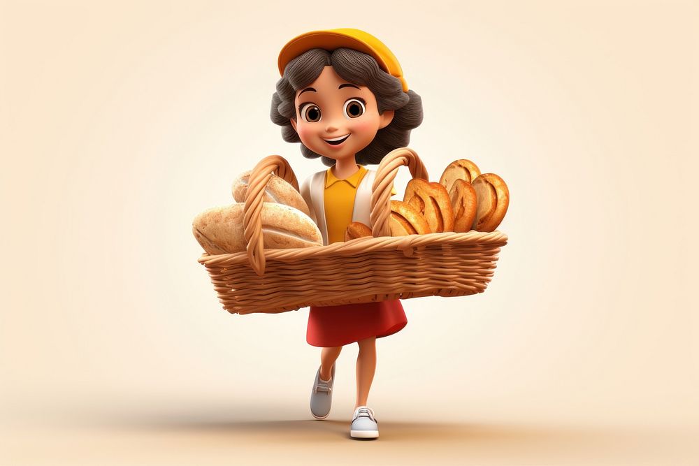 Basket bread food cute. AI generated Image by rawpixel.