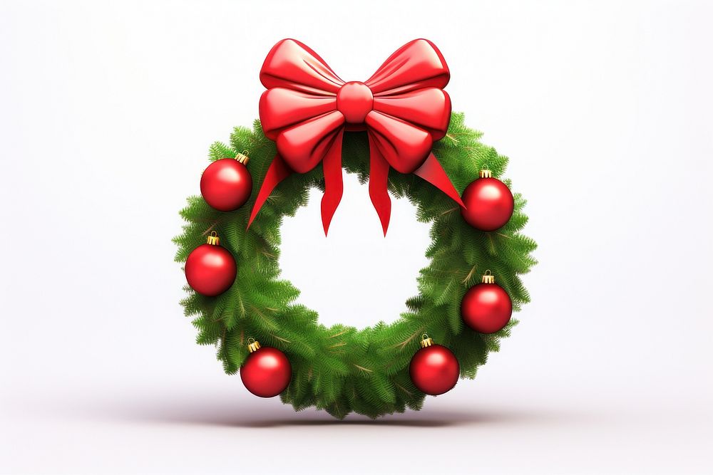 Wreath christmas tree white background. AI generated Image by rawpixel.