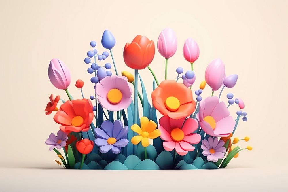 Flower art cartoon plant. AI generated Image by rawpixel.