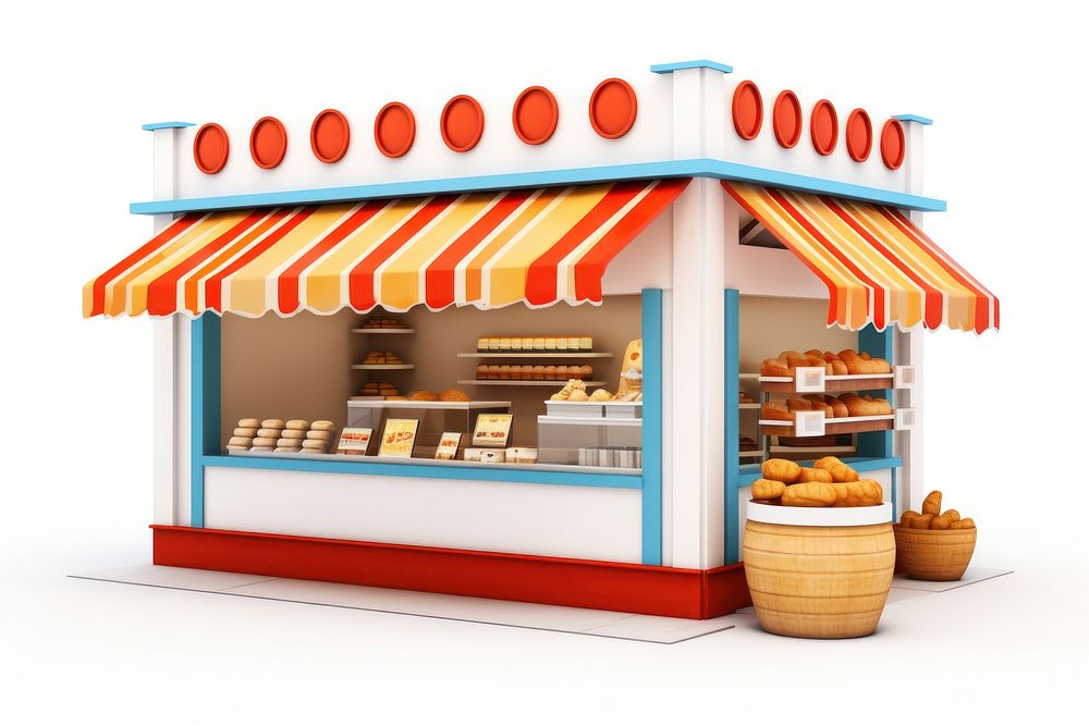 Kiosk bread shop white background. AI generated Image by rawpixel.