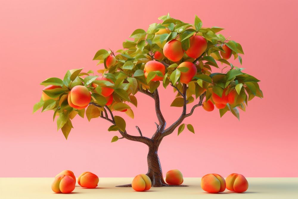 Peach plant fruit apple. AI generated Image by rawpixel.