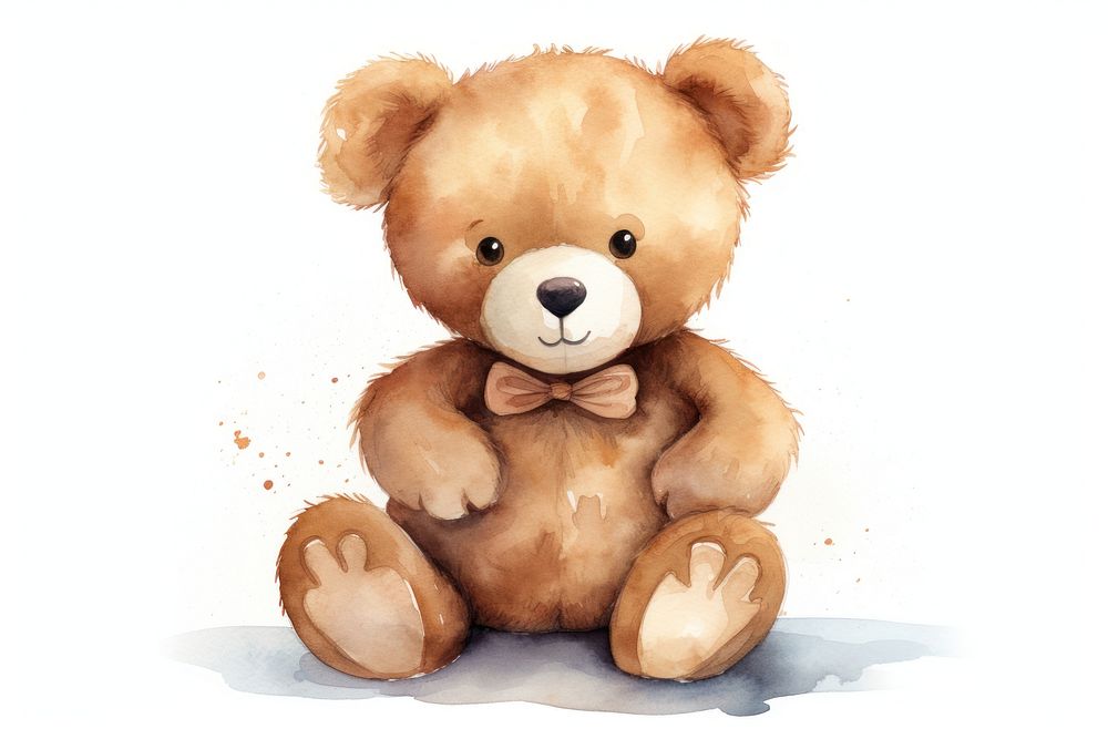 Cute bear toy white background. AI generated Image by rawpixel.