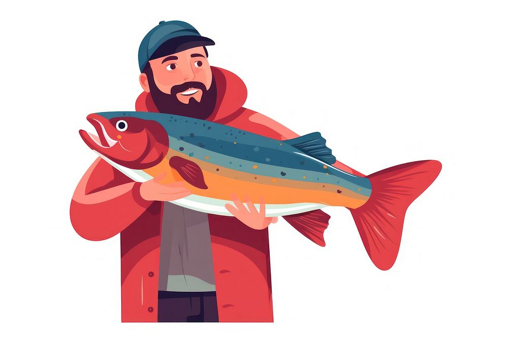 Fish fisherman holding animal. 