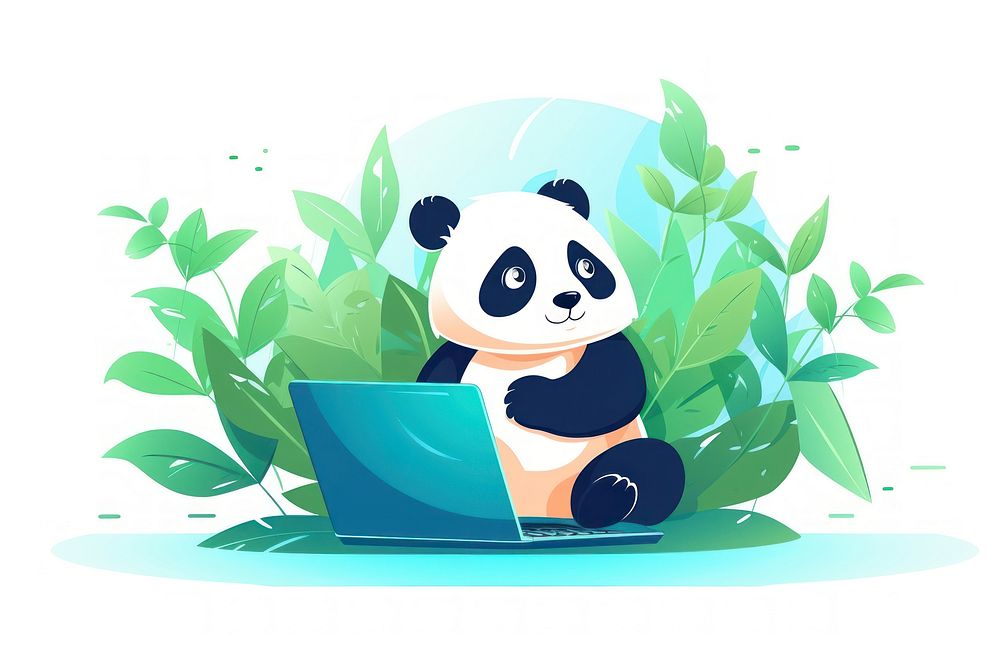 Laptop computer mammal panda. AI generated Image by rawpixel.