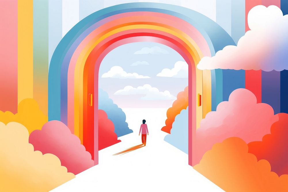 Architecture rainbow sky creativity. AI generated Image by rawpixel.