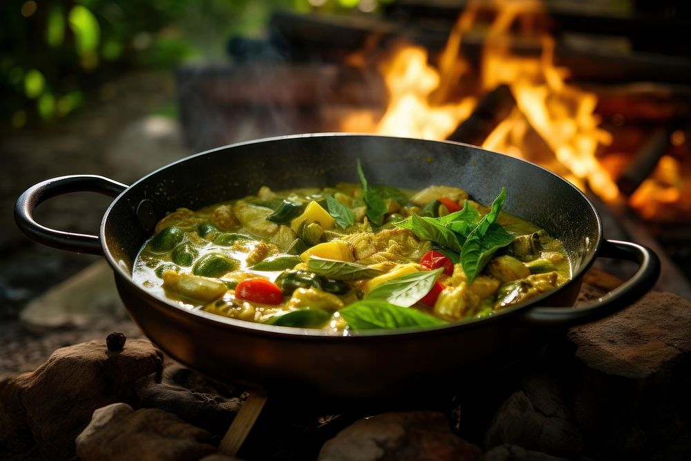 Food curry green meal. AI generated Image by rawpixel.