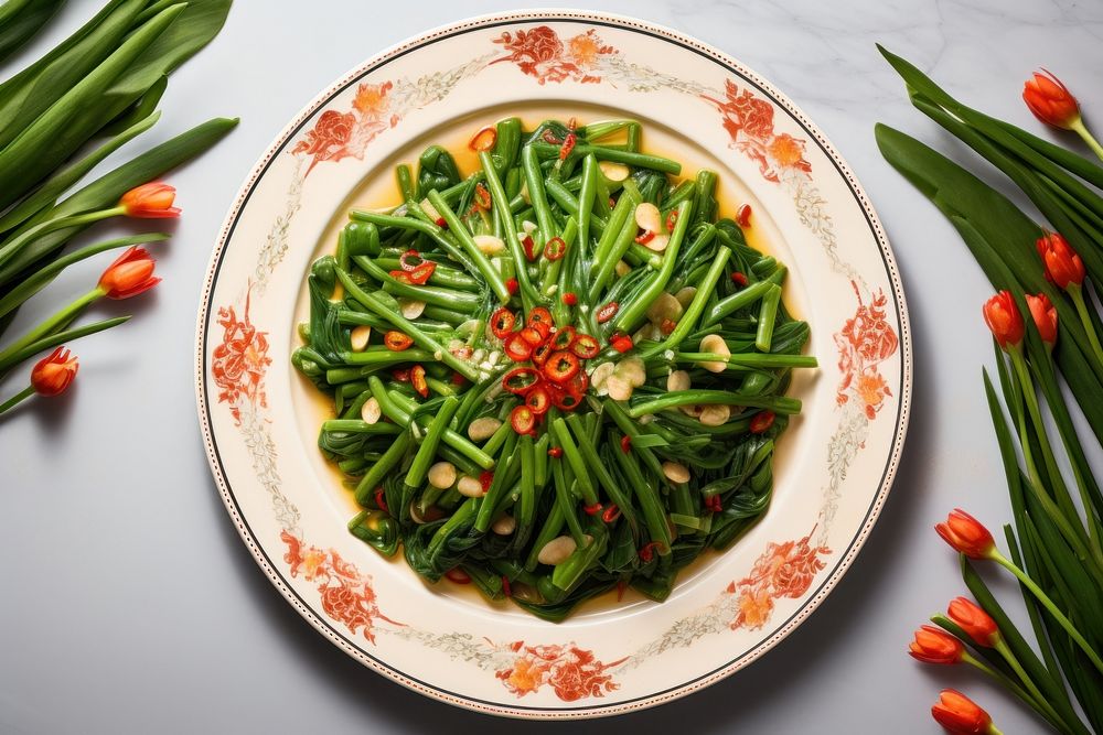 Food dish spinach plate. AI generated Image by rawpixel.