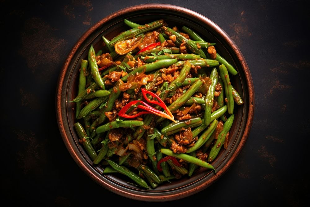 Food bean vegetable plate. AI generated Image by rawpixel.