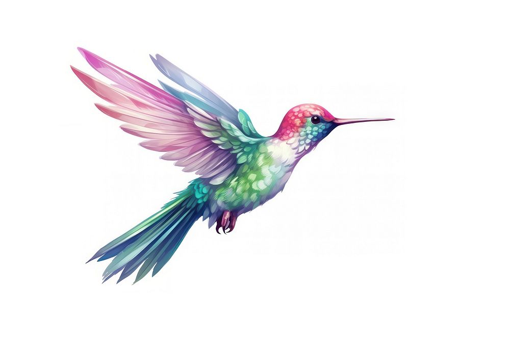 Hummingbird animal flying white background. AI generated Image by rawpixel.
