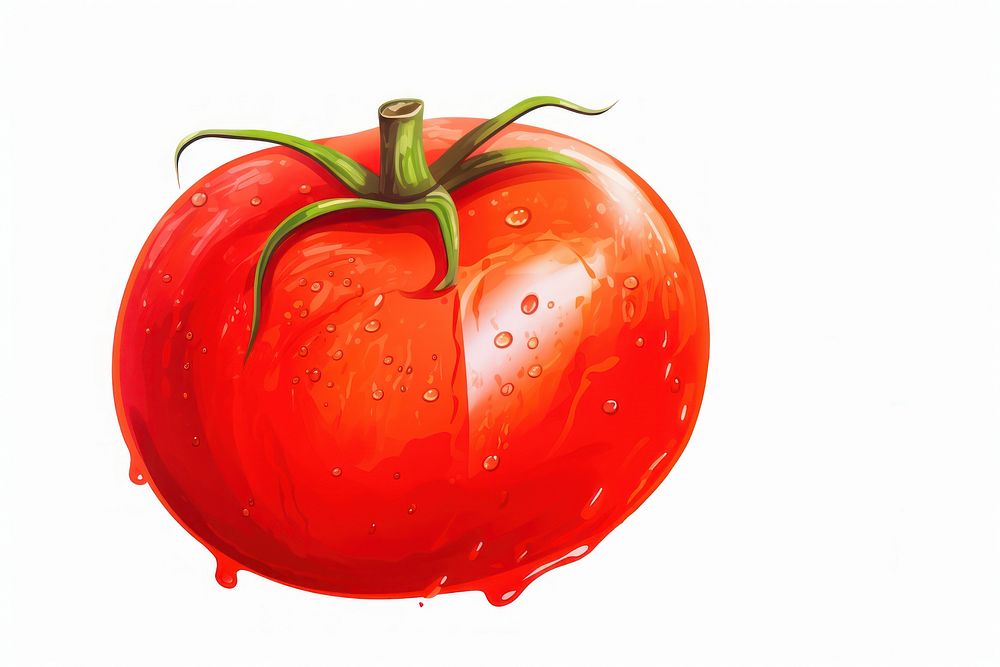 Tomato vegetable plant food, digital paint illustration. AI generated image