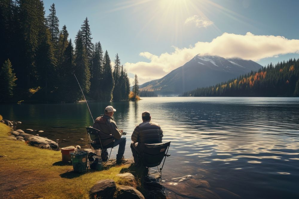 Lake landscape outdoors tourism. AI generated Image by rawpixel.