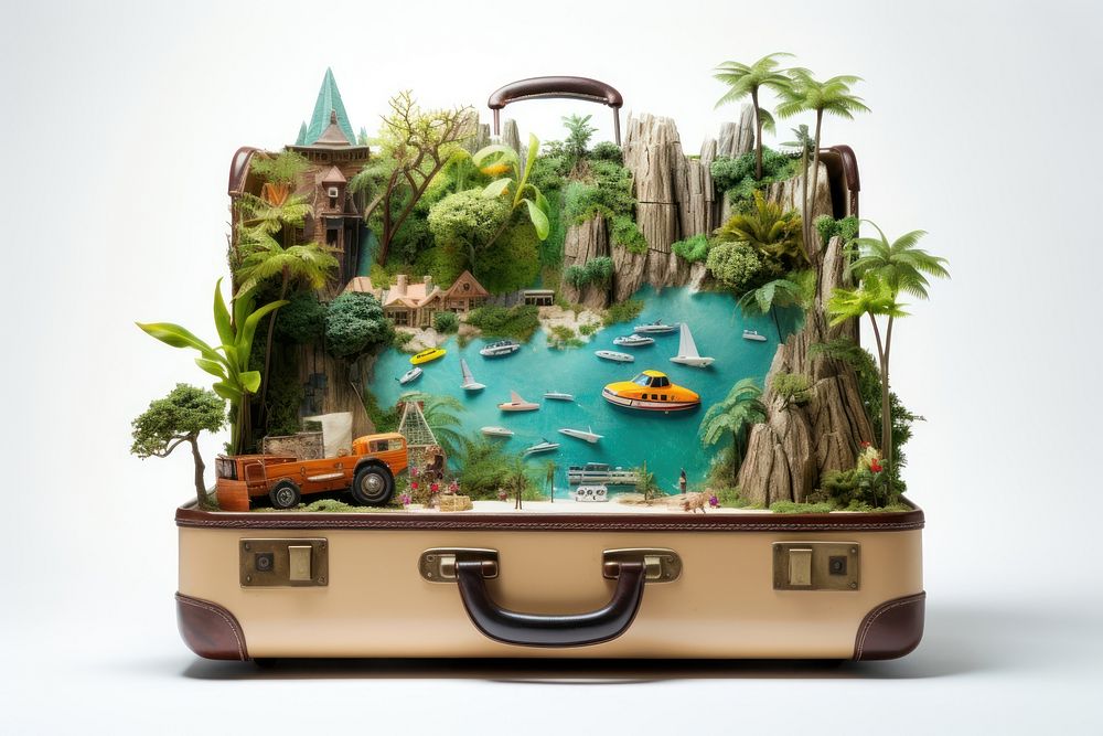 Suitcase luggage travel plant. AI generated Image by rawpixel.