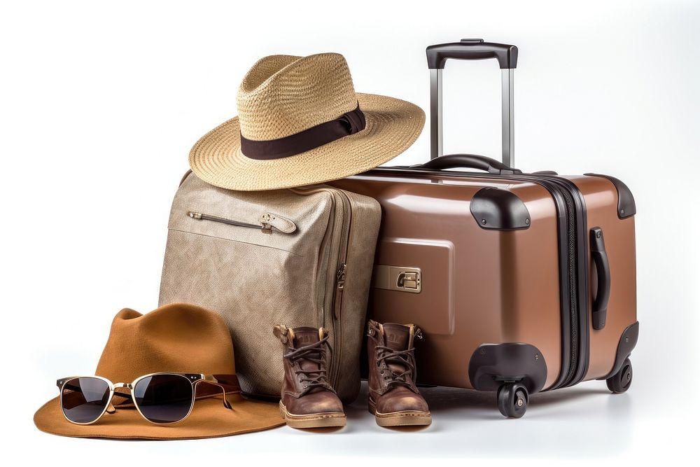 Luggage sunglasses suitcase travel. AI generated Image by rawpixel.