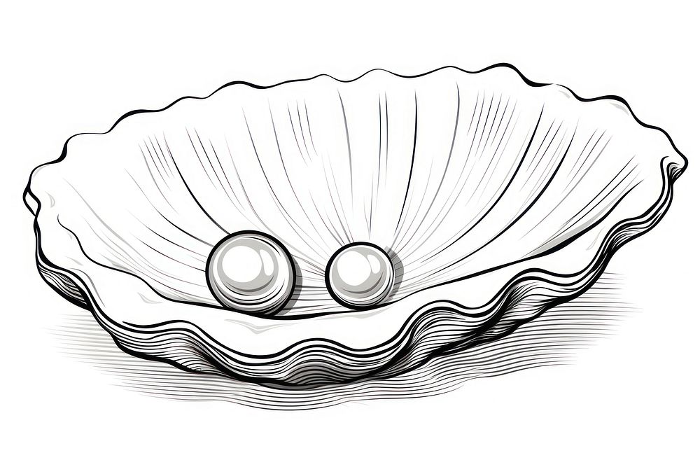 Drawing shell clam invertebrate. AI generated Image by rawpixel.