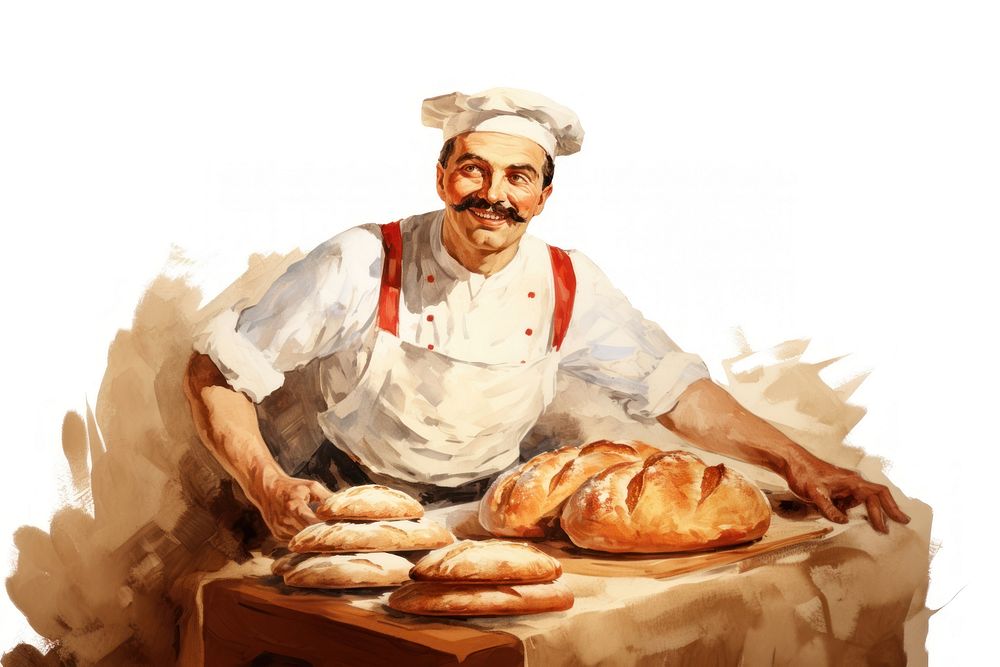 Bread painting baker adult. AI generated Image by rawpixel.