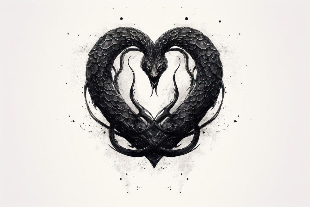 Heart black snake bird. AI generated Image by rawpixel.