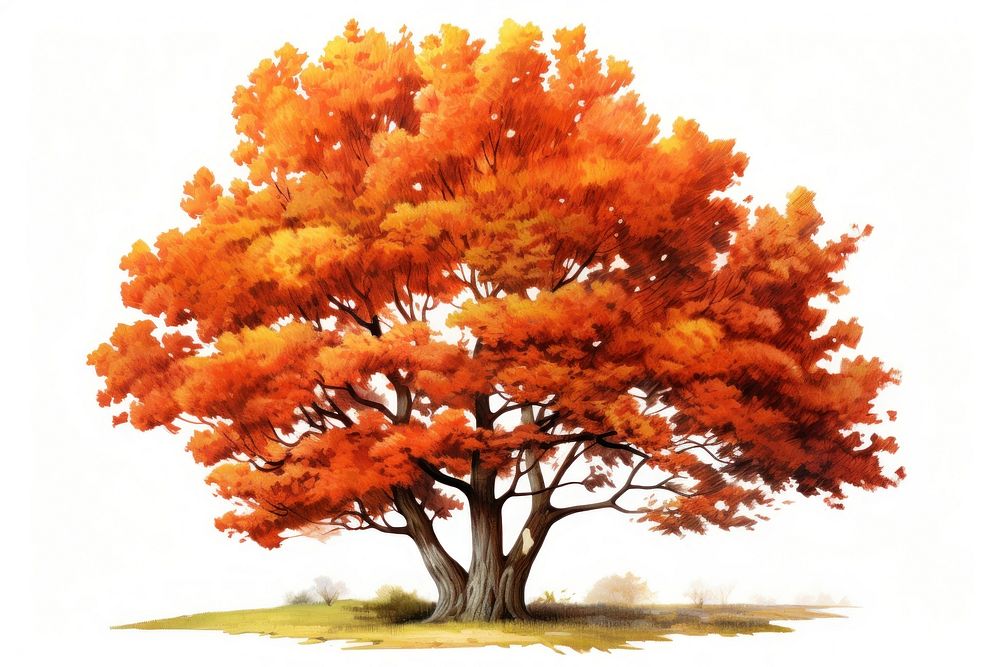 Tree painting plant maple. AI generated Image by rawpixel.