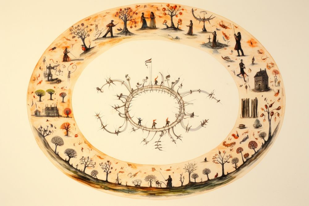 Porcelain platter circle plate. AI generated Image by rawpixel.