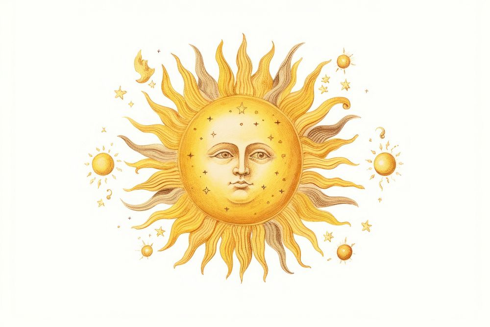 Painting gold sun illustrated. AI generated Image by rawpixel.