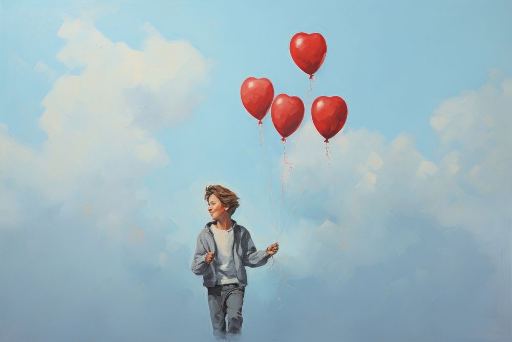 Balloon painting blue sky. AI generated Image by rawpixel.