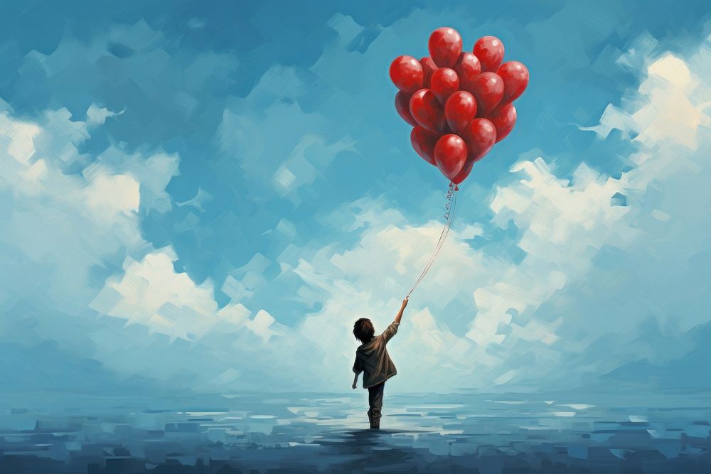 Balloon blue sky recreation. AI generated Image by rawpixel.