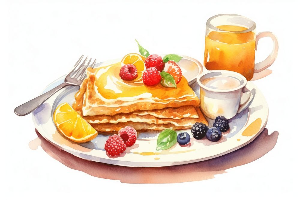 Breakfast pancake brunch berry. AI generated Image by rawpixel.