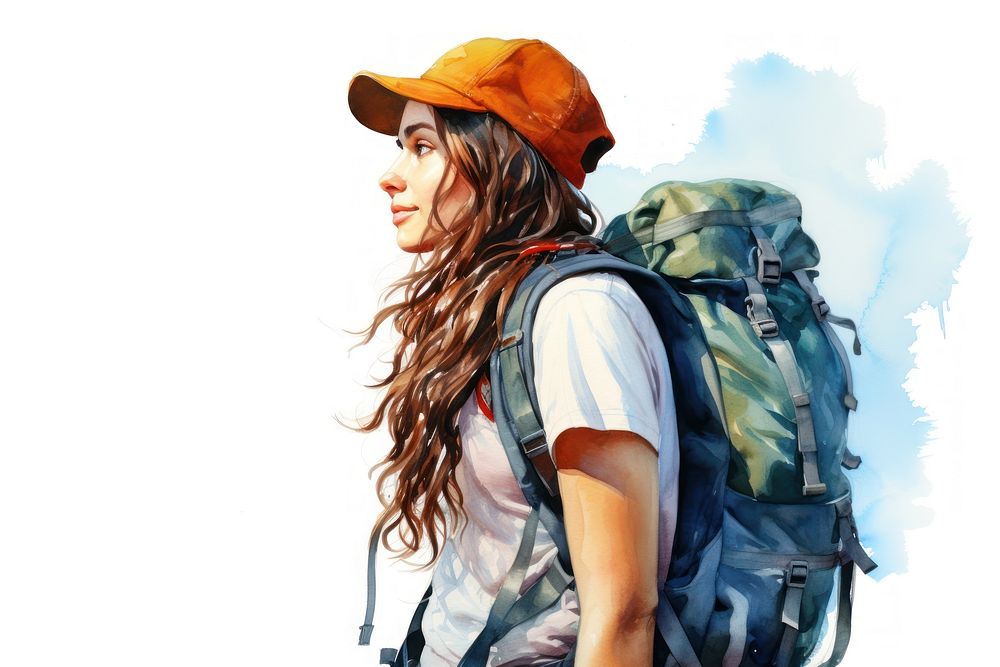 Backpack adult woman backpacking. AI generated Image by rawpixel.