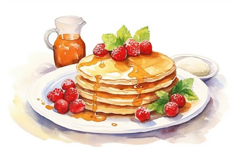 Breakfast pancake brunch berry. AI generated Image by rawpixel.