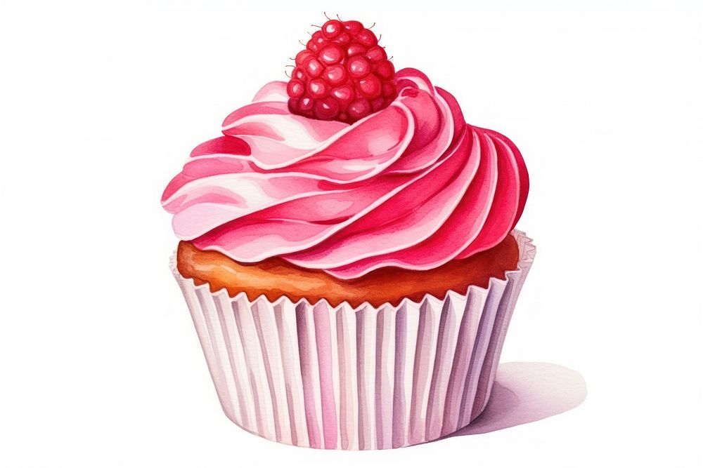 Cupcake raspberry dessert cream. AI generated Image by rawpixel.