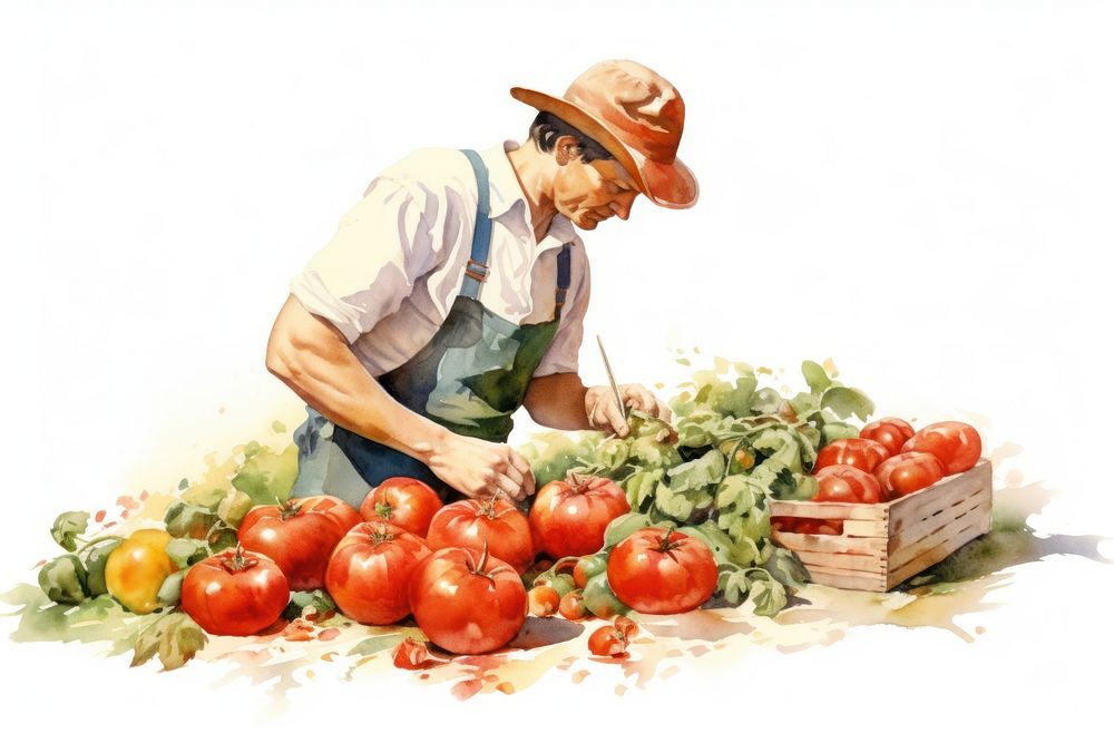 Tomato farm vegetable farmer. AI generated Image by rawpixel.