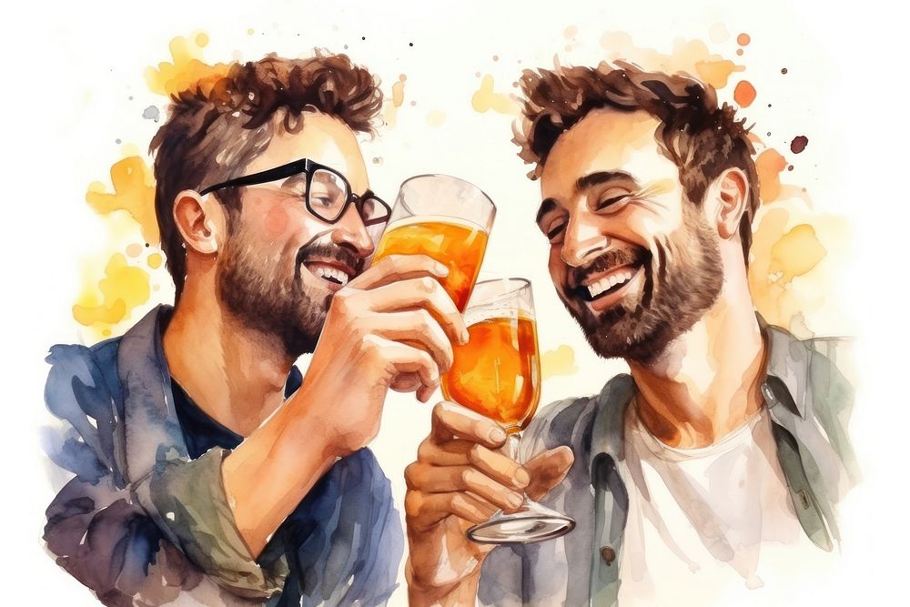 Drinking laughing glasses adult. AI generated Image by rawpixel.