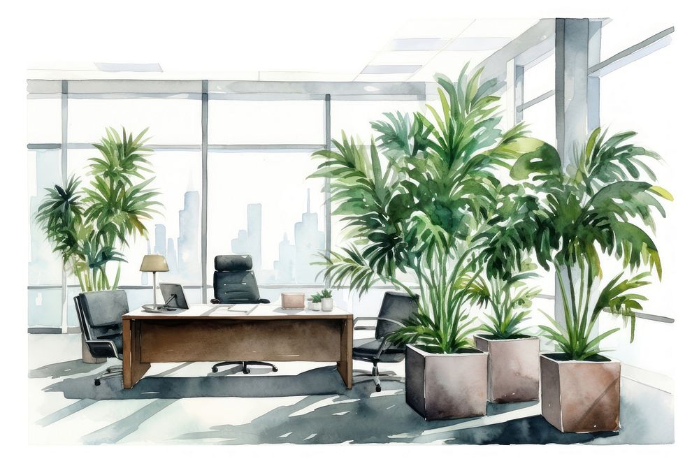 Office plant furniture chair. AI generated Image by rawpixel.