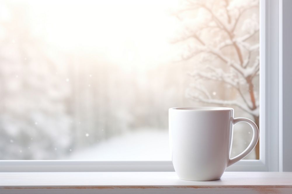 Windowsill mug tranquility coffee. 