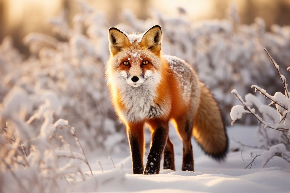 Fox landscape wildlife animal. AI generated Image by rawpixel.