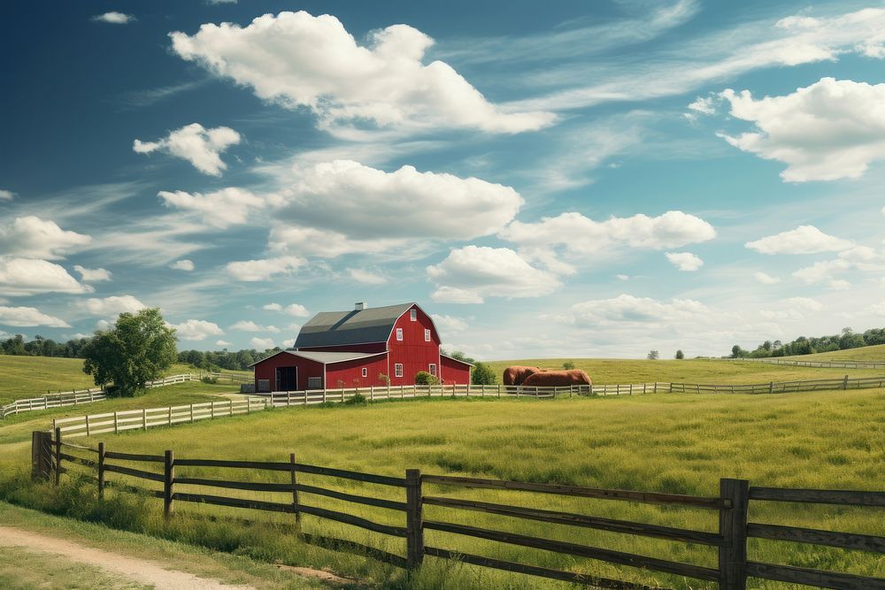 Farm architecture grassland outdoors. AI generated Image by rawpixel.
