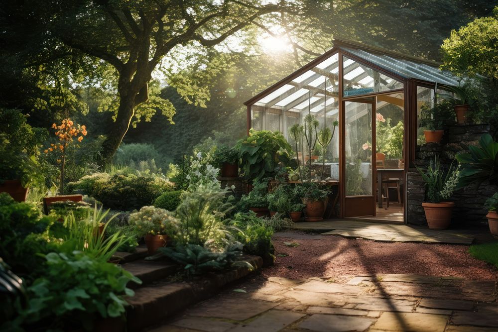 Garden house architecture greenhouse. AI generated Image by rawpixel.