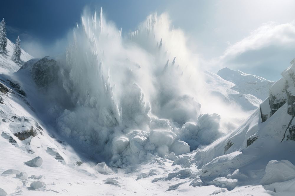 Snow avalanche mountain outdoors. 