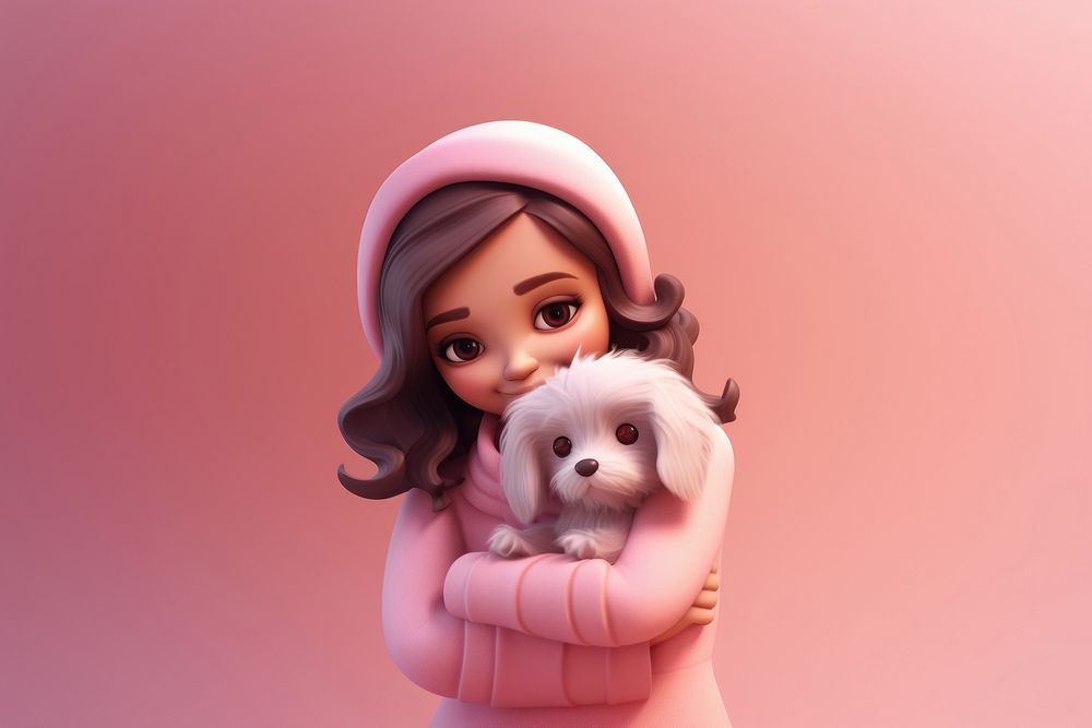 Cartoon pink doll dog. AI generated Image by rawpixel.